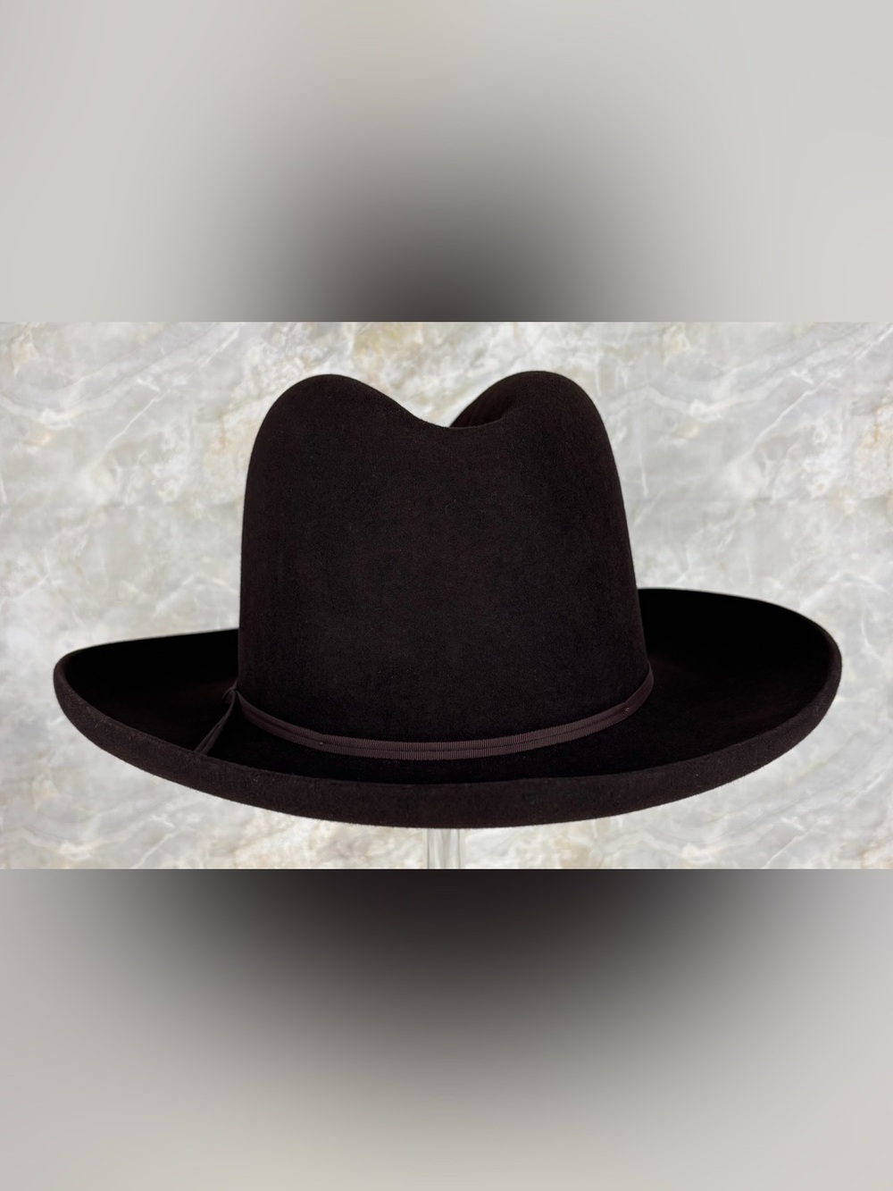 American Hat Co Cowboy Hat 7 5/8 Long Oval Brown Felt Western Made USA